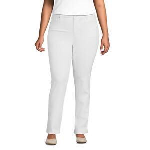 NWT Lands’ End Plus Size Mid Rise Slim Straight Jean White Size 18W